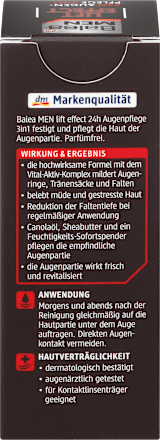 Augencreme Lift Effect 24h 3in1, 15 ml Balea MEN