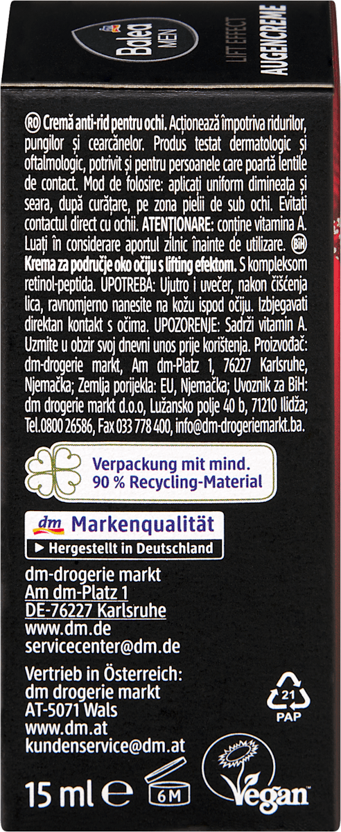 Balea MEN Augencreme Lift Effect, 15 ml