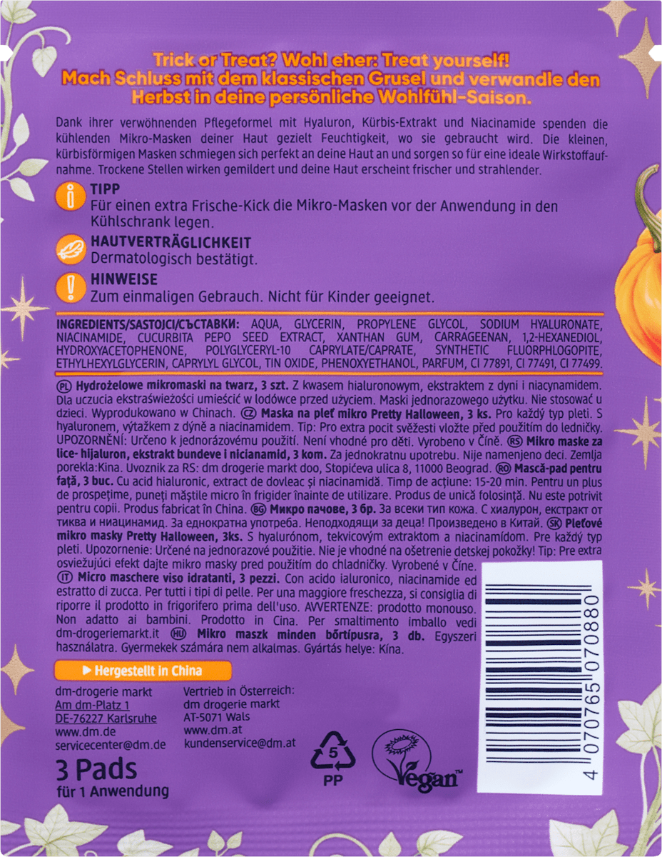 Balea Mikromaske Pretty Halloween, 3 St