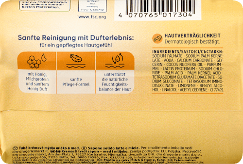 Seifenstück, Cremeseife Milch & Honig, 150 g