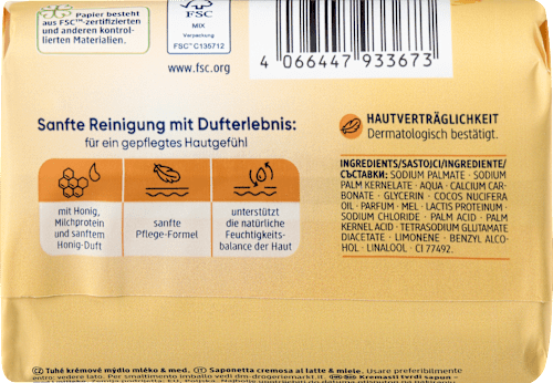 Seifenstück, Cremeseife Milch & Honig, 150 g