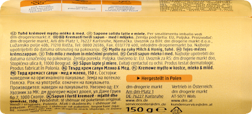 Seifenstück, Cremeseife Milch & Honig, 150 g