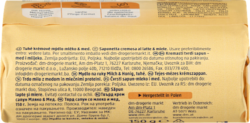 Seifenstück, Cremeseife Milch & Honig, 150 g