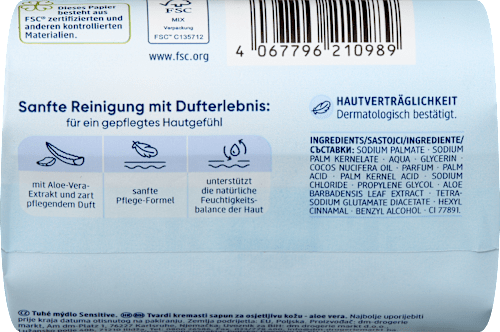 Zeepblok, crèmezeep gevoelig, 150 g