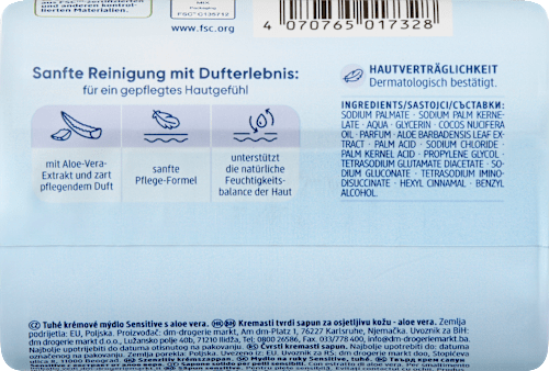 Seifenstück, Cremeseife sensitive, 150 g