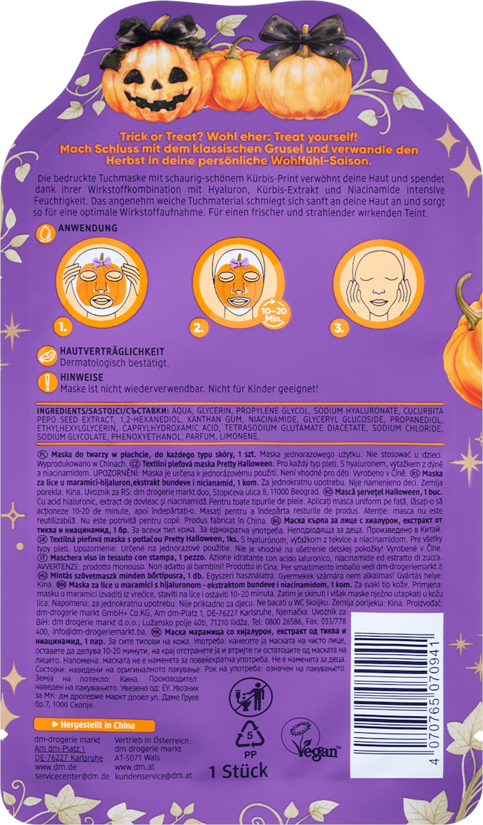 Balea Tuchmaske bedruckt Pretty Halloween, 1 St