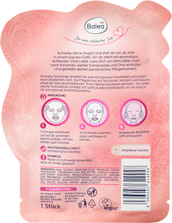 Sheetmasker Chai Latte, 1 stuk