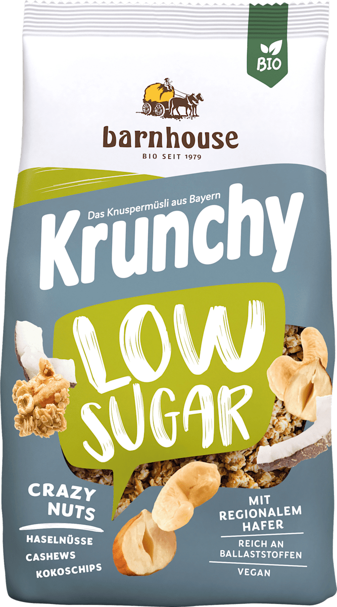barnhouse Muesli croustillant, Krunchy Low Sugar Crazy Nuts, 375 g