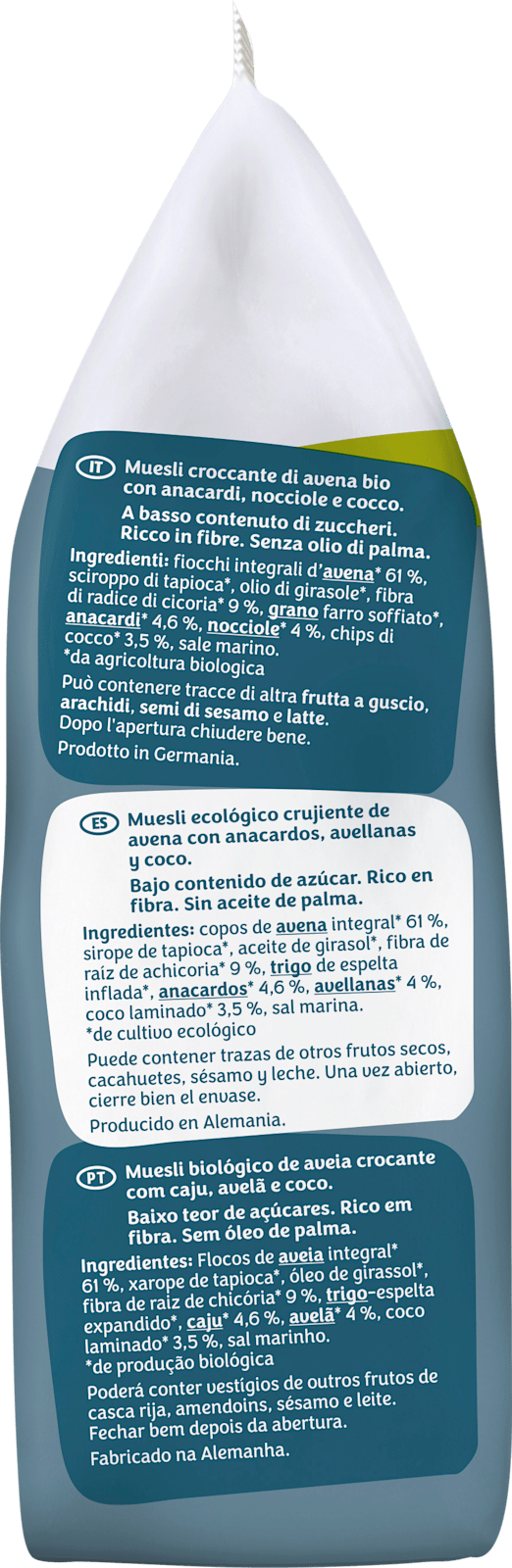 barnhouse Muesli croustillant, Krunchy Low Sugar Crazy Nuts, 375 g
