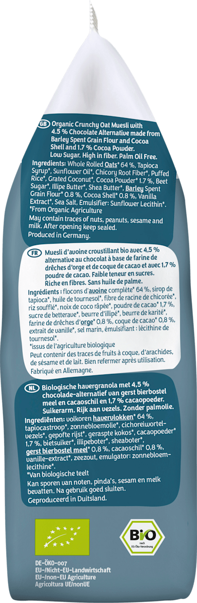 barnhouse Knuspermüsli, Krunchy Low Sugar No Choco, 375 g