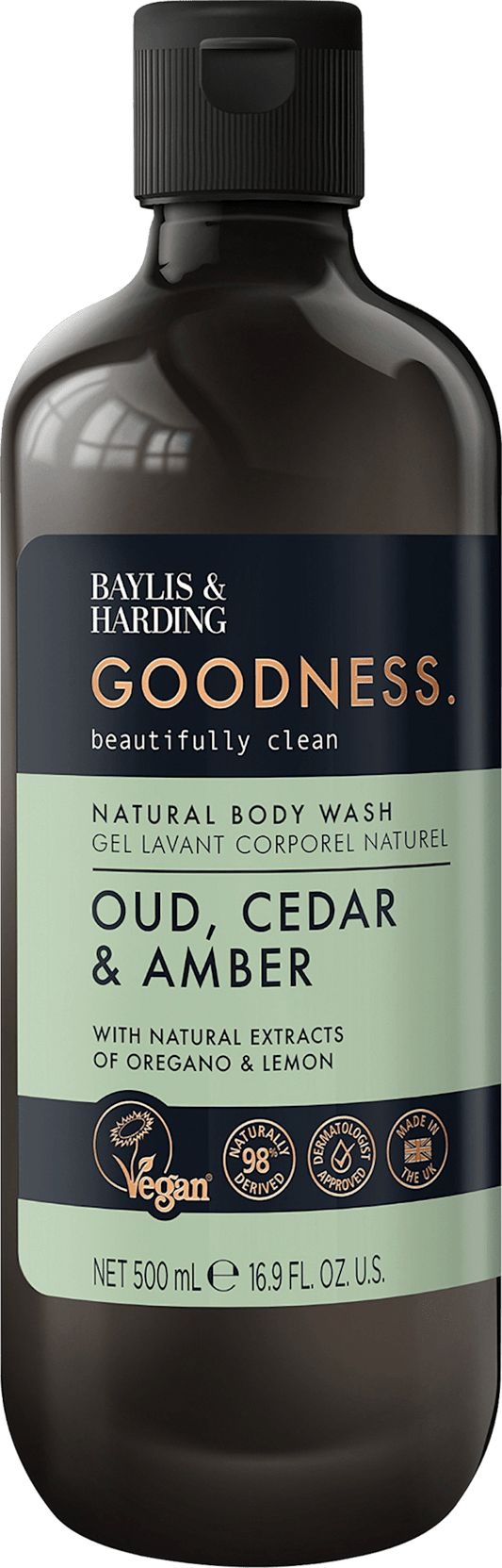 Baylis & Harding Gel douche Goodness Oud, Cedar & Amber, 500 ml