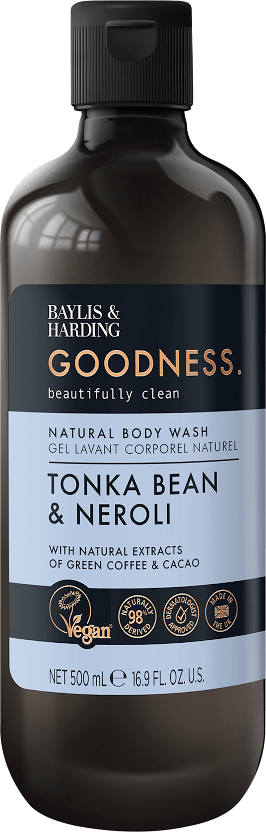 Gel douche Baylis & Harding Goodness à la fève tonka et au néroli, 500 ml