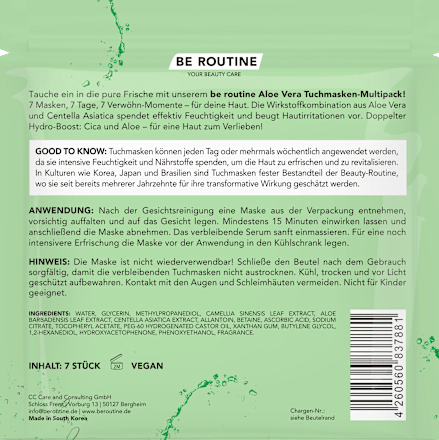 Sheetmaskers aloë vera multipack, 7 stuks