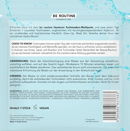 Tuchmasken Hyaluron Multipack, 7 St BE ROUTINE