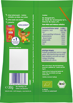 Kindersnack Maisflips Kakao-Banane ab 3 Jahren, 30 g