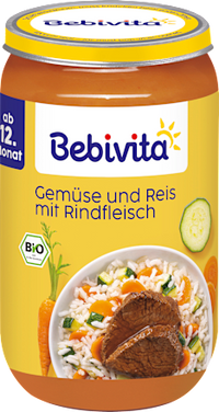 Menü Gemüse-Reis mit Rindfleisch, ab dem 12. Monat, 250 g