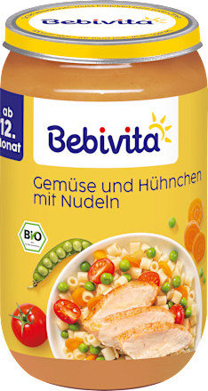 Menü Gemüse und Hühnchen mit Nudeln, ab dem 12. Monat, 250 g