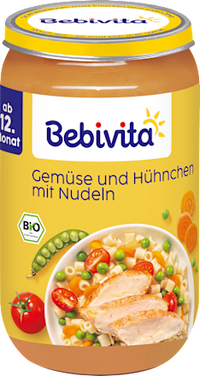Menü Gemüse und Hühnchen mit Nudeln, ab dem 12. Monat, 250 g