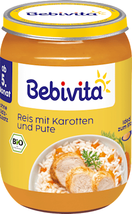 Menü Reis mit Karotten und Pute ab dem 5. Monat, 190 g