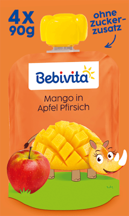 Quetschie Kinderspass Mango in Apfel Pfirsich ab 1 Jahr (4x90 g), 360 g