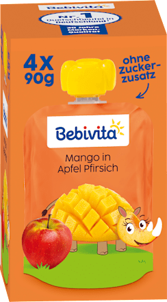 Quetschie Kinderspass Mango in Apfel Pfirsich ab 1 Jahr (4x90 g), 360 g