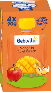 Quetschie Kinderspass Mango in Apfel Pfirsich ab 1 Jahr (4x90 g), 360 g