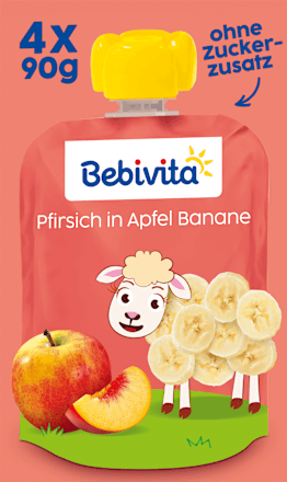 Quetschie Kinderspass Pfirsich in Apfel Banane ab 1 Jahr (4x90 g), 360 g