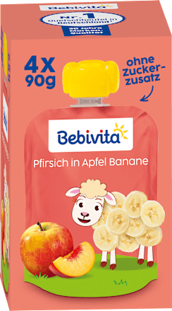 Quetschie Kinderspass Pfirsich in Apfel Banane ab 1 Jahr (4x90 g), 360 g