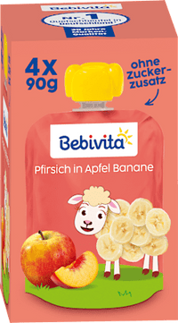 Quetschie Kinderspass Pfirsich in Apfel Banane ab 1 Jahr (4x90 g), 360 g