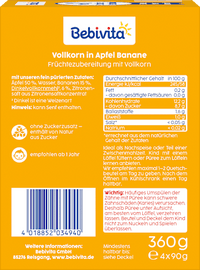 Quetschie Vollkorn in Apfel Banane, ab 1 Jahr (4 x 90g), 360 g