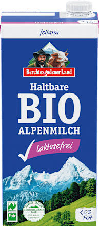 Milch, haltbare Alpenmilch, 1,5% Fett, laktosefrei, 1 l