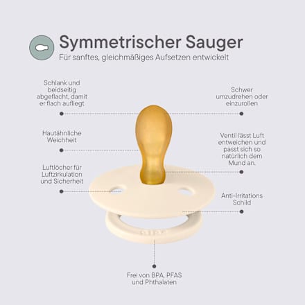 Schnuller Color Latex, symmetrisch, ivory/grün Gr. 1, 0-6 Monate, 2 St