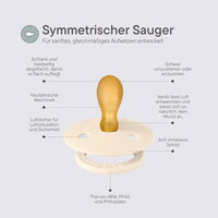Schnuller Color Latex, symmetrisch, ivory/grün Gr. 1, 0-6 Monate, 2 St