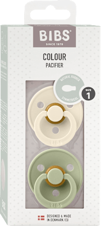 Schnuller Color Latex, symmetrisch, ivory/grün Gr. 1, 0-6 Monate, 2 St