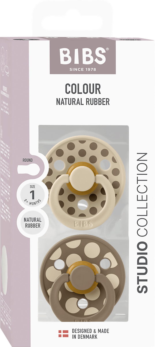 BIBS Schnuller Colour Latex rund, braun, Gr. 1, von Geburt an, 2 St