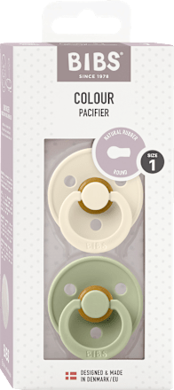Fopspeen Color Latex rond, crème/groen, maat 1, 0-6 maanden, 2 stuks