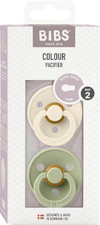 Schnuller Colour Latex rund, creme/grün, Gr. 2, 6-18 Monate, 2 St