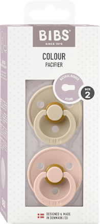 Fopspeen Color Latex rond, vanille/roze, maat 2, 6-18 maanden, 2 stuks