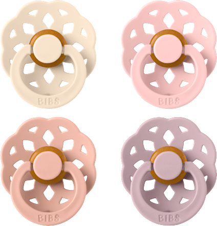 Schnuller Latex, creme/rosa, Gr. 1, von Geburt an, 4 St