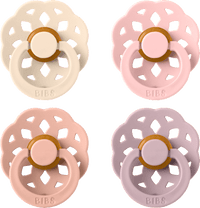 Latex fopspenen, crème/roze, maat 1, vanaf de geboorte, 4 stuks