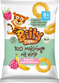 Kindersnack Maisringe mit Hirse, Banane und Himbeere, ab 8 Monaten, 25 g