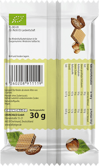 Kindersnack Waffeln mit Kakao, Datteln & Haselnuss ab 3 Jahren, 30 g