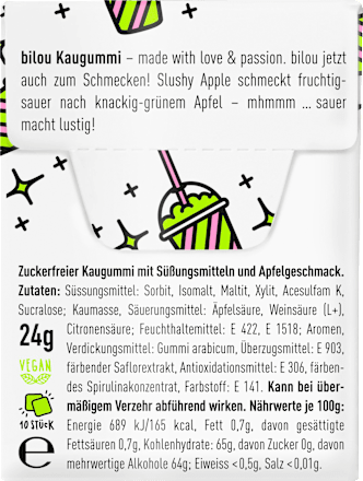 Kaugummi, Slushy Apple Flavour, zuckerfrei (10 Stück), 24 g