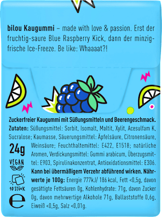 Kaugummi, Sour Blue Raspberry, 24 g