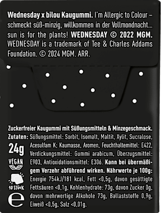 Kauwgom, Woensdag Ik Ben Allergie Voor Kleurstoffen, suikervrij, 24 g