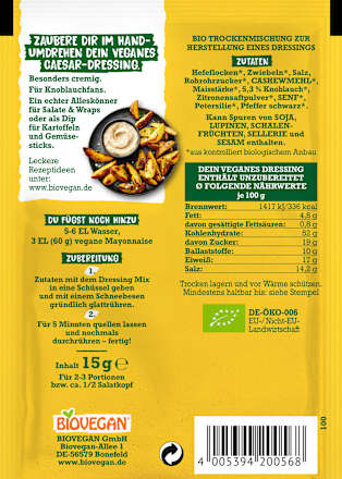Mein veganes Dressing, Caeser, 15 g