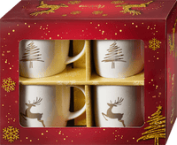 Geschenkset Kaffeebecher, Bäume & Hirsch, weiß-gold, 4 St BOLTZE