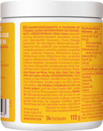 BRAINEFFECT Daily Gut Darm Pulver Erdbeer-Geschmack, 112 g