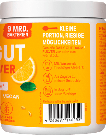 Daily Gut Darm Pulver Zitrone-Minz Geschmack, 112 g