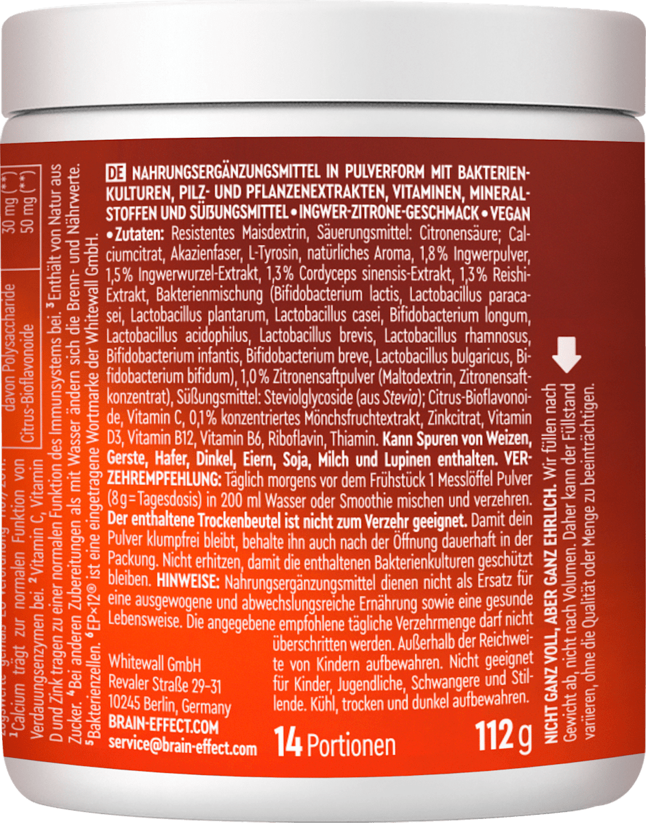 BRAINEFFECT Daily Gut + Immunity Darm Pulver, 112 g